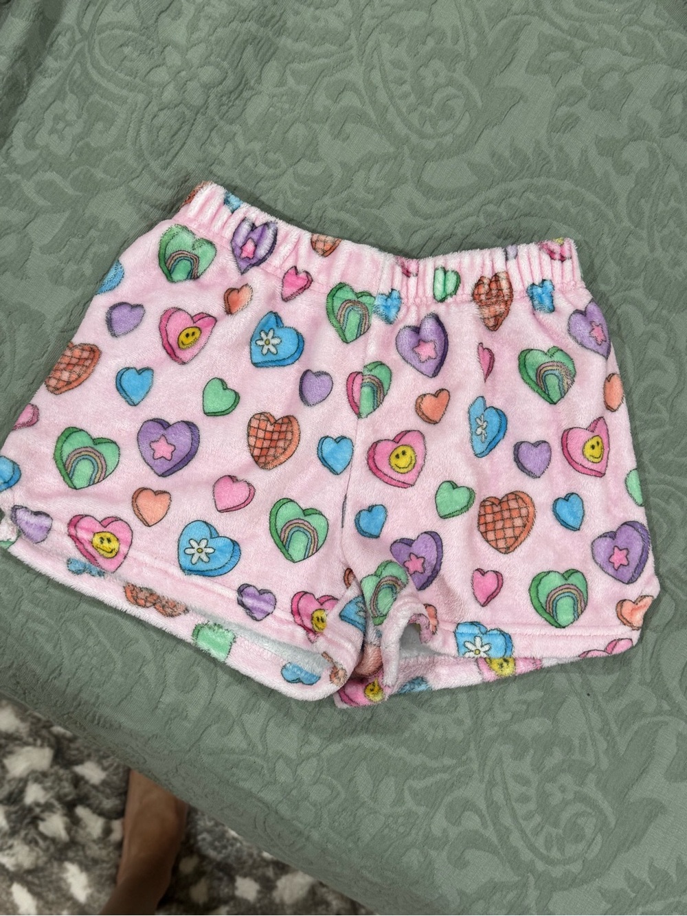 iScream Girls Heart Print Plush Fleece Pajama Shorts NWOT